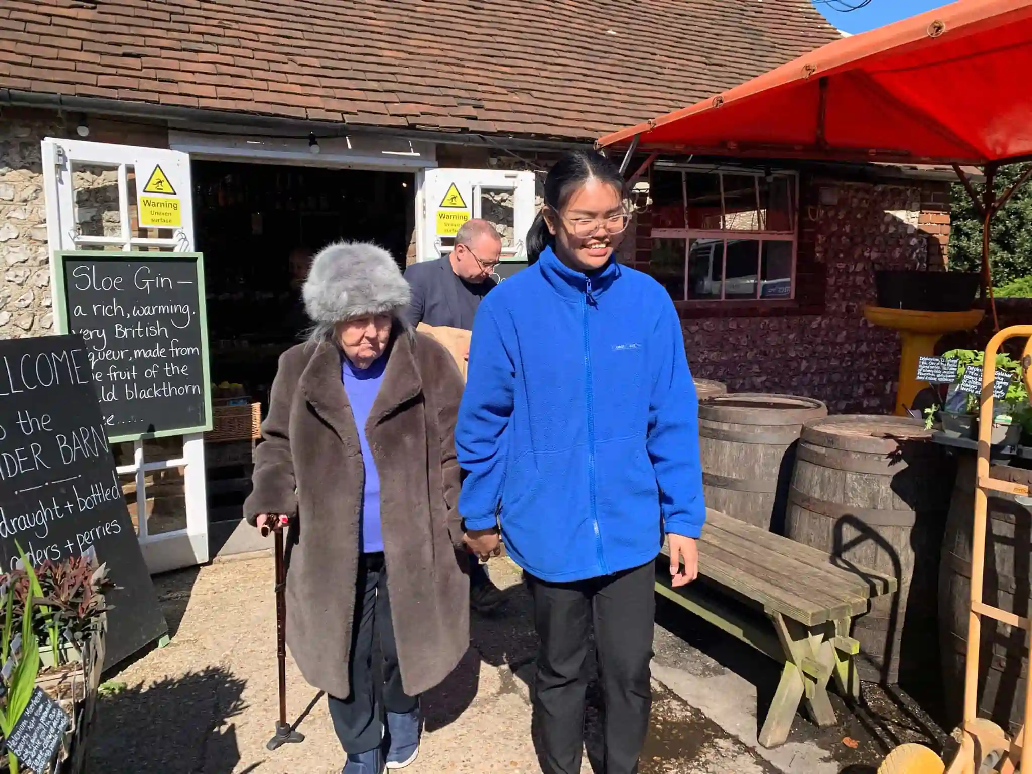 Resident and staff at a local garden centre