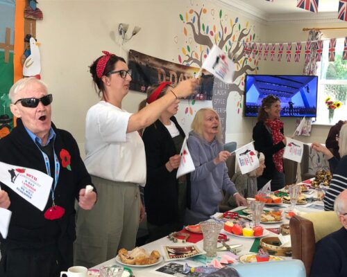 Residents singing at D-Day celebrations