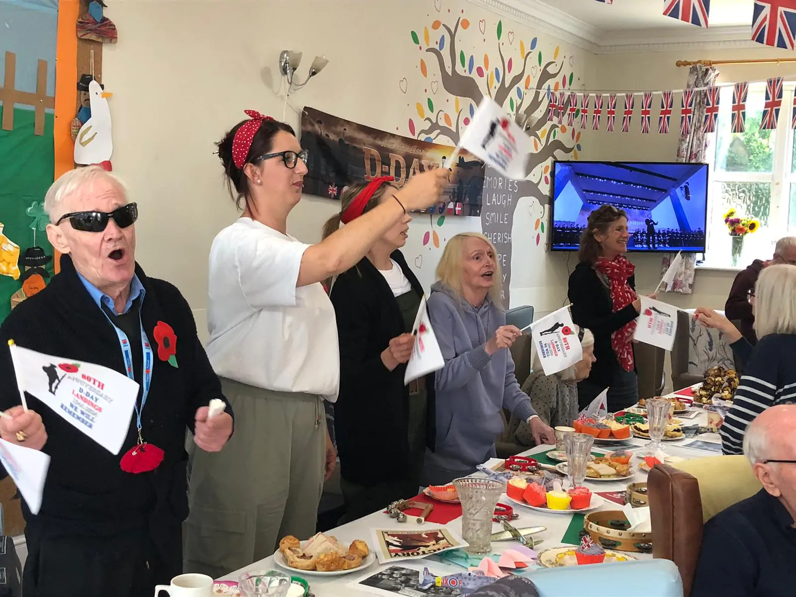 Residents singing at D-Day celebrations