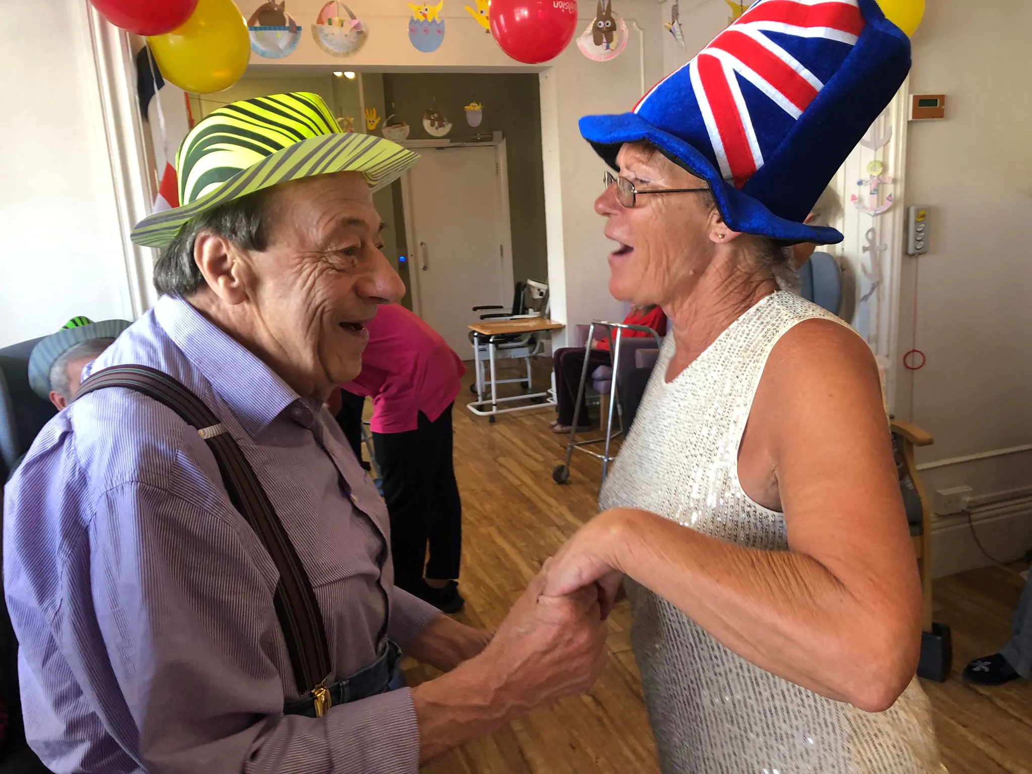 Residents dancing at Eurovision party