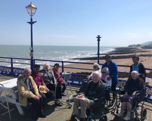 Residents visit the pier for a day out